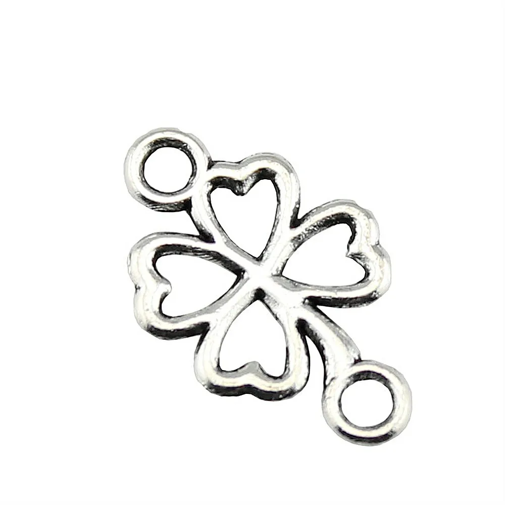 

20pcs 4 Leaf Clover Charm Connector Antique Silver Clover Charms Connector Lucky Clover Charm Connector 12x20mm