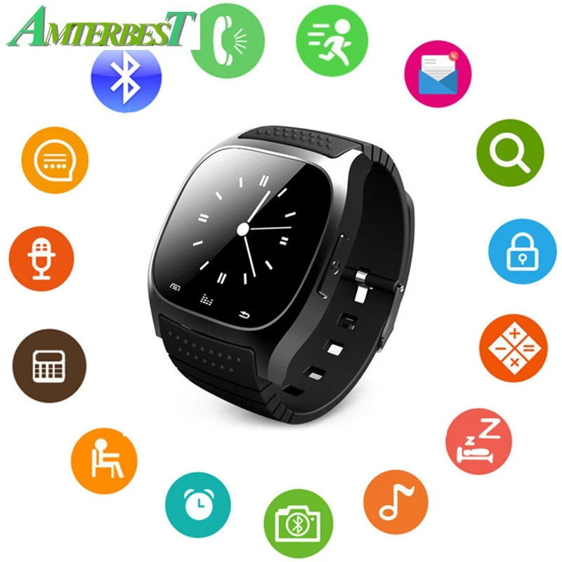 

AMTERBEST M26 Bluetooth Smart Watch with LED Alitmeter Music Player Pedometer for Android Smart Phone