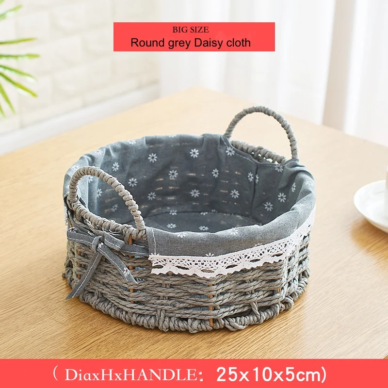 Storage fruit baskets for toy table snack with liner fabric rattan storage bread box dried fructose candy storage dish household