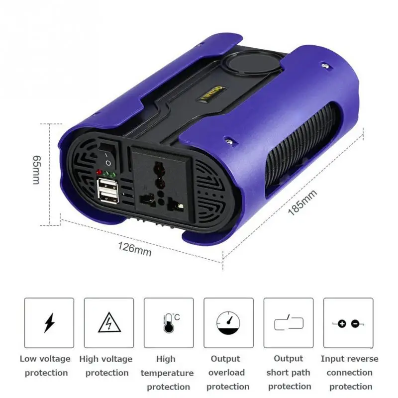 

2018 High Quality 1000W 220V Pure Sine Wave Power Inverter Socket Adapter Dual-USB WS Sine Free Shipping