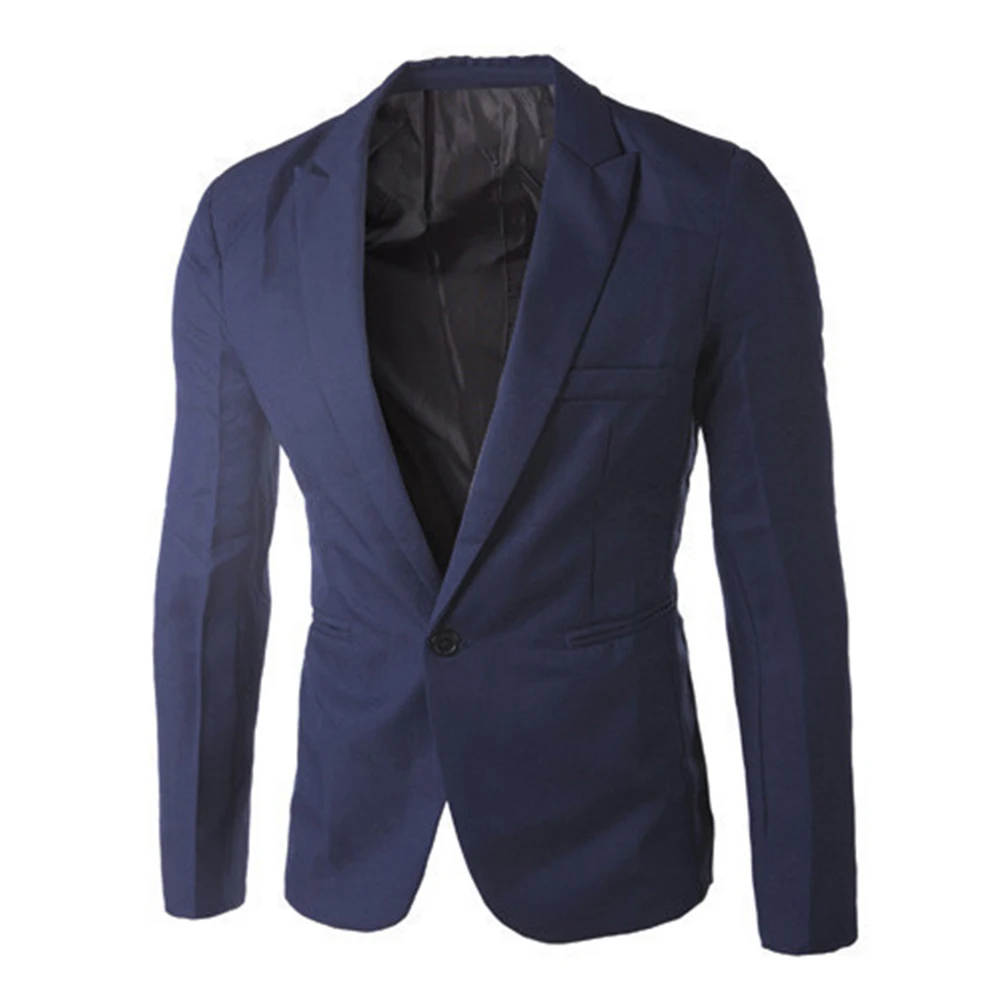 Новинка, осенний мужской блейзер, 8 цветов, Мужской Блейзер, деловой приталенный пиджак, модный белый/черный/серый M-3XXXL - Цвет: Тёмно-синий