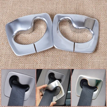 

beler 2pcs New Matt Chrome B Pillar Seat Safty Belt Cover Trim High Quality ABS For BMW 5 Series F10 2011 2012 2013 2014 2015