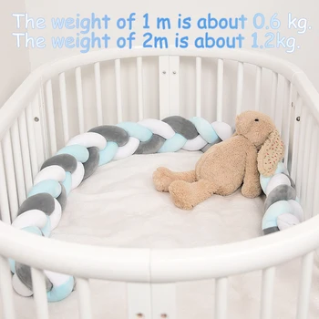 

Baby Bed Bumpers Danish Woven Color Strips Knotted Ball Creative Nordic Children's Bed Fence 3 Strands Twist Cushion Bumper