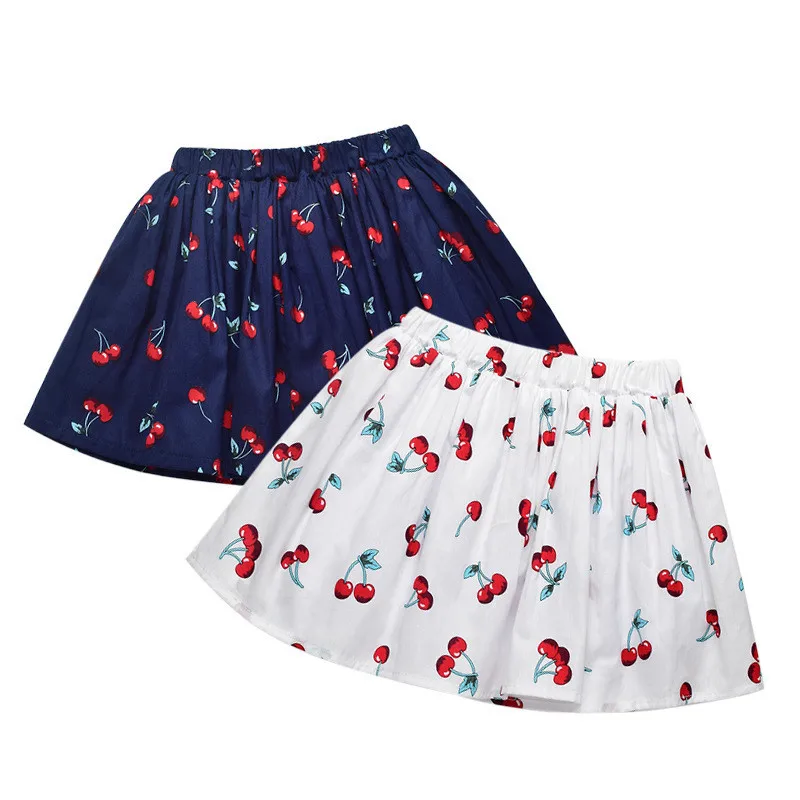 

2-7 Years Children Tutu Girls Skirts Cherry Print Tutu Skirt Girls Summer Kids Clothes Pleated Toddler Baby Girl Skirts D0828