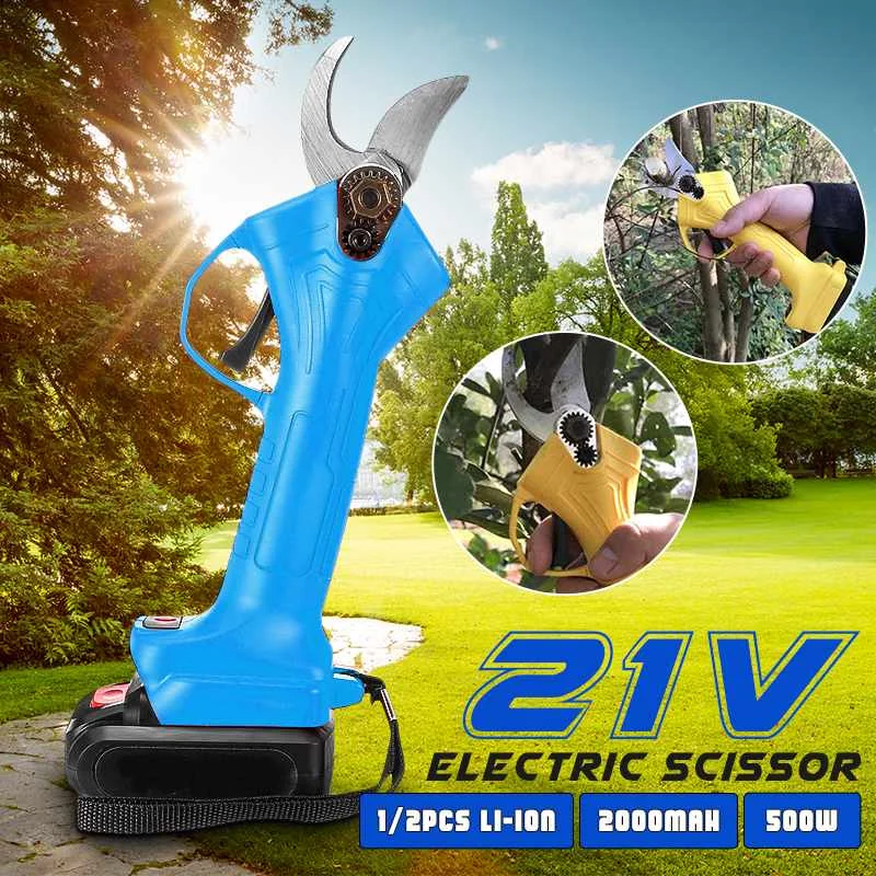 

21V 2Ah 500W Wireless Electric Scissors Pruning Shears Tree Garden Tool branches Pruning Tools