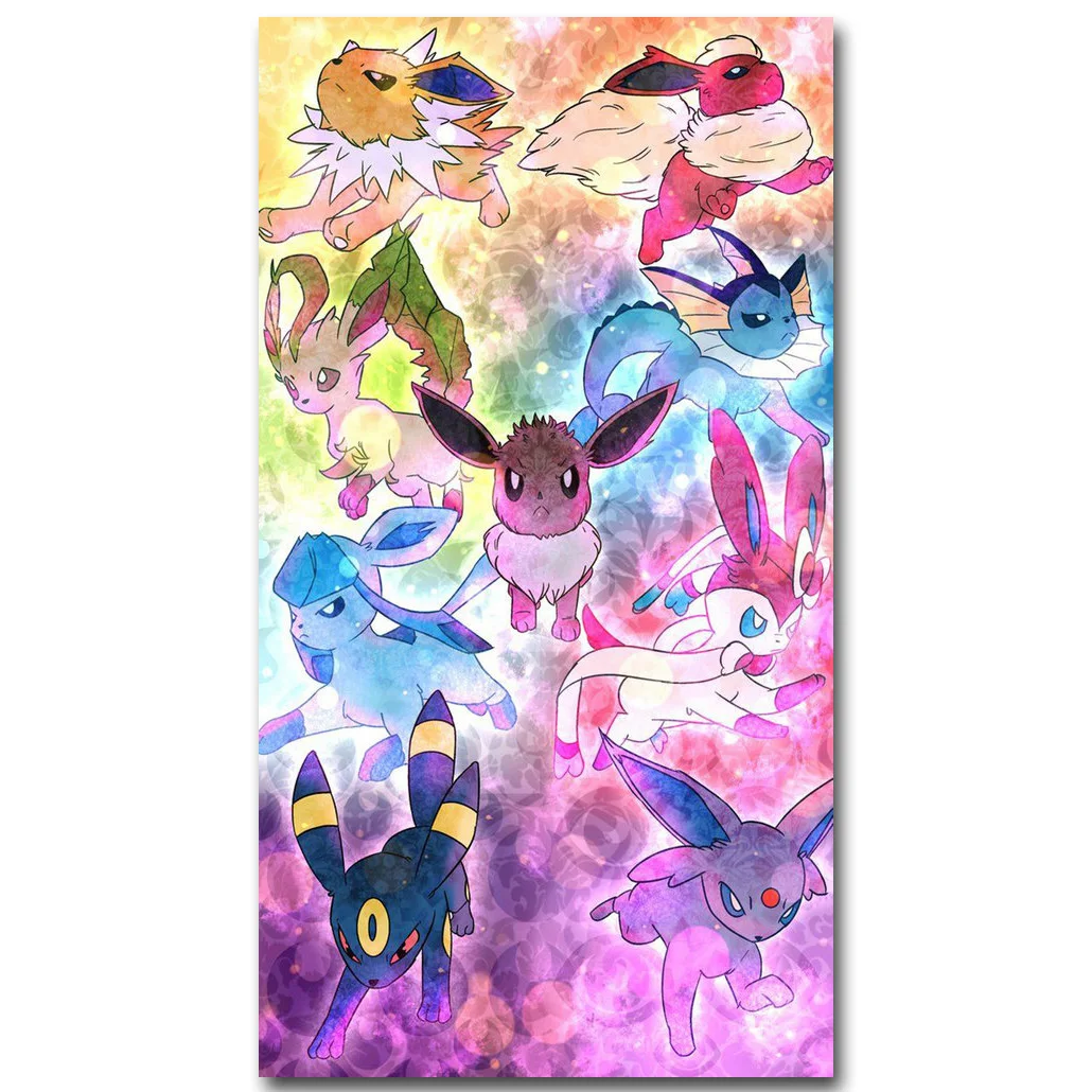 

Eevee - Pokemon Art Silk Fabric Poster Print 13x24inch Pocket Monster Anime Picture for Living Room Wall Decoration Pikachu 11