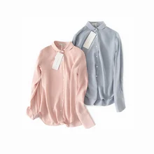 Осенняя и зимняя новая тонкая рубашка с маленьким отворотом шелковая рубашка первоклассника