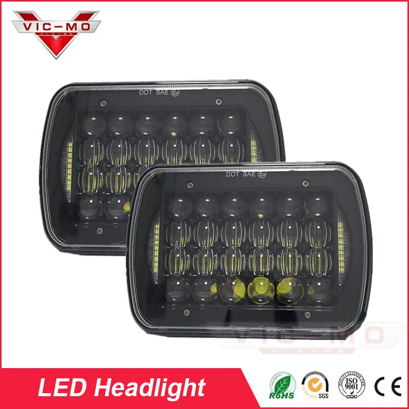 

2 Pcs 5x7" LED Square Headlights With Daytime Running Light For Jeep XJ Cherokee MJ Comanche Truck 7*6 Inch Rectangular Headlamp