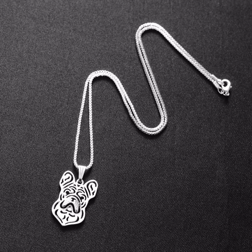 

latest silver plated animal dog choker Imitation Bulldog necklace mens jewelry Hollow Pendants girls lovers chain charm women