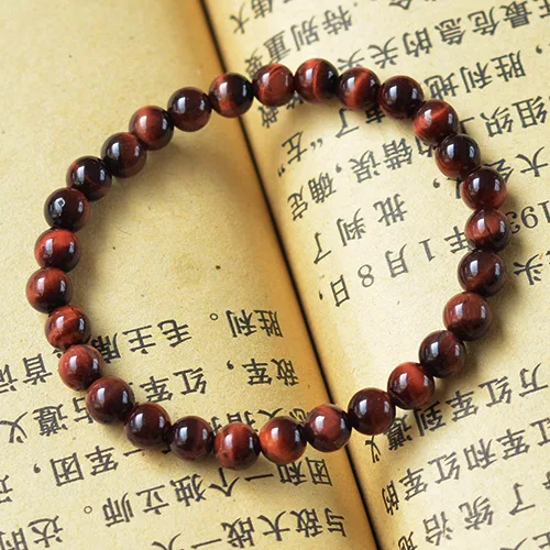 New Natural Stone Red Tiger Eye Bracelets Bangles Elastic Rope Chain Friendship Bracelets For Women and Men Jewelry