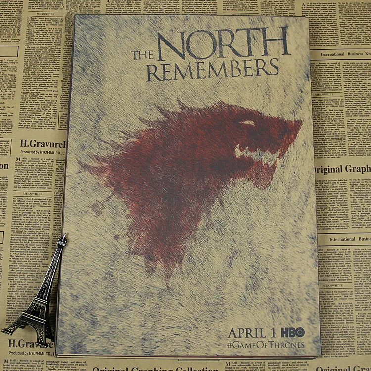 Vintage Poster 60 style for Game of thrones part 2 TV movie map drawing right around the Dragon kraft paper retro poster 30x21cm