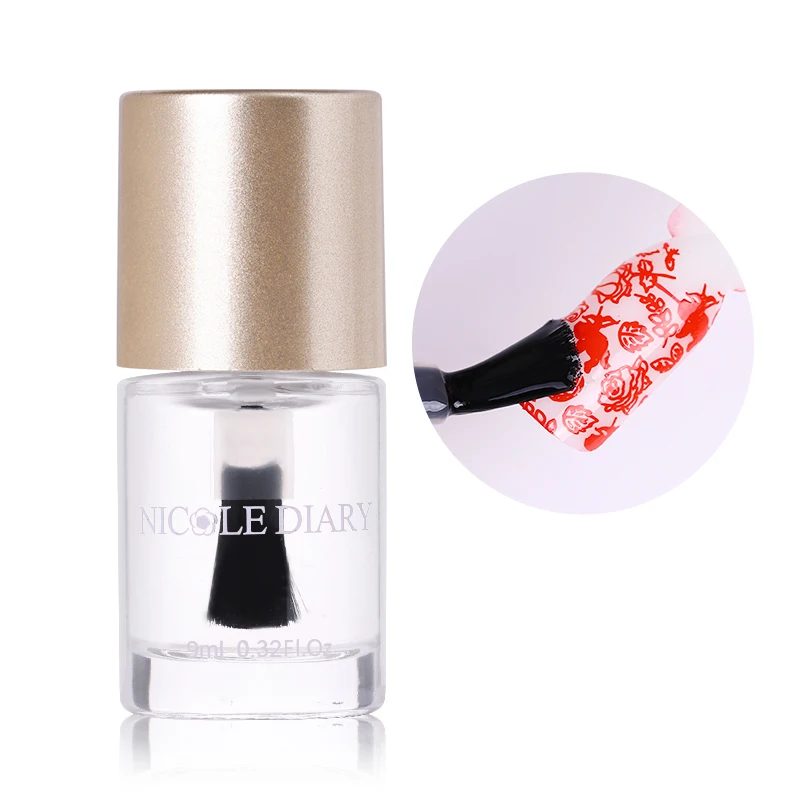 

NICOLE DIARY Stamping Polish No Smudge Top Coat Oil Printed Pattern Protector Manicure Nail Art Polish Lacquer 9ml