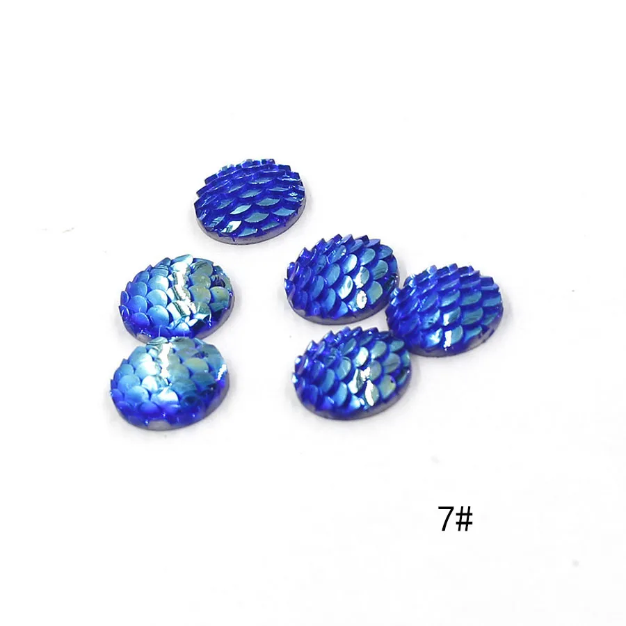 Round Fish Scale Resin Rhinestone Clasp Flat Base 12mm Ab Color Supplies For Jewelry Making Diy Hand Made Accessories Jewelry Findings