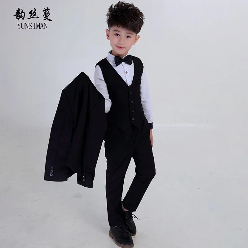 

Boys Dress Suits Clothing Set 4 6 8 10 to 12 Years Fashion Gray Boys Blazer + Vest + Long Pants 3 Pieces Set Boys Outfits 5L60A