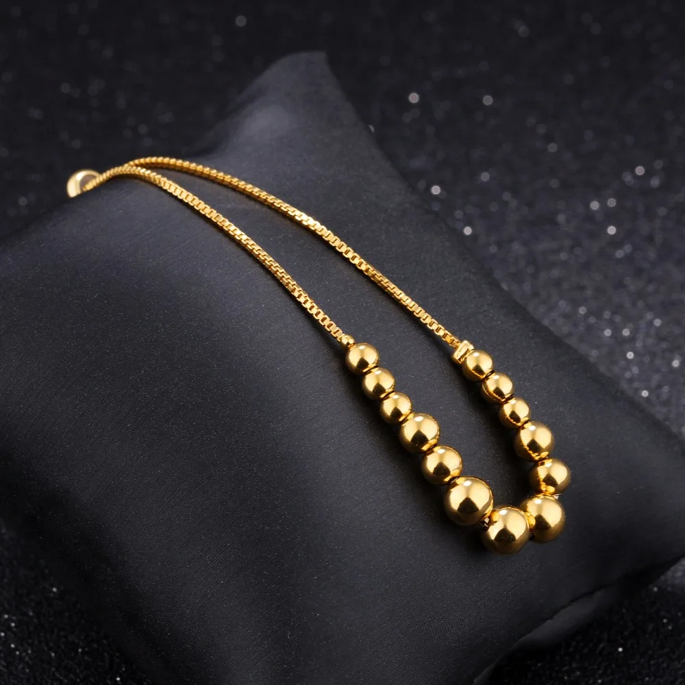 Fate Love 2017 New Arrival Small Beads Bracelet For Woman Accessories Copper Gold Color Charm Bracelet Length Adjustable KS954