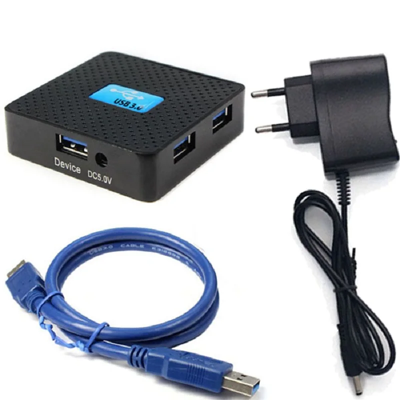 

Adroit drop shipping Hub EU 5Gbps External USB 3.0 4 Ports Hubs Adapter With EU Plug Power Adapter For PC 28S7726