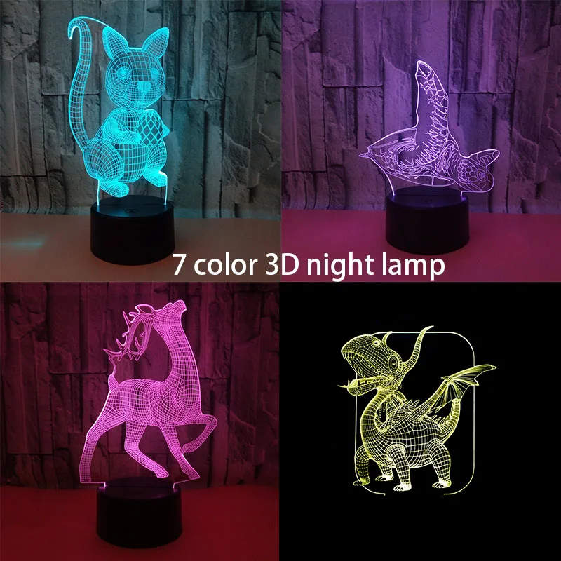 

USB Novelty 7 Colors Changing Deer LED Turtle Night Light 3D Desk Table Lamp Home Decor New 2018