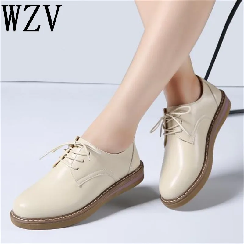 

2018 Spring women oxfords shoes flats shoes women PU leather lace up flat heel rubber boat shoes round toe moccasins A227
