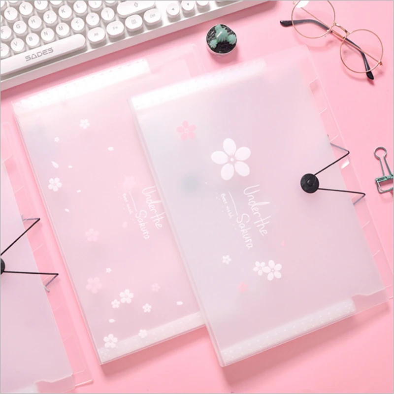 

Cute Sakura Filing Production Folder Multi-Function 8 Layers Expanding File A4 Document File Folder School Office Supplies