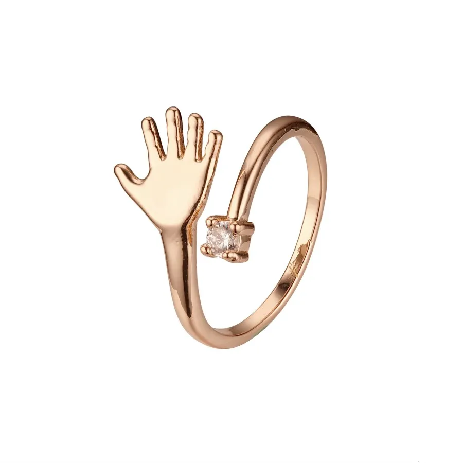 

New Arrival Cute Ring Women Girls Ring 585 Rose Gold Color Girl Jewelry Feet Shape Cubic Zircon Ring Gold Color Ring