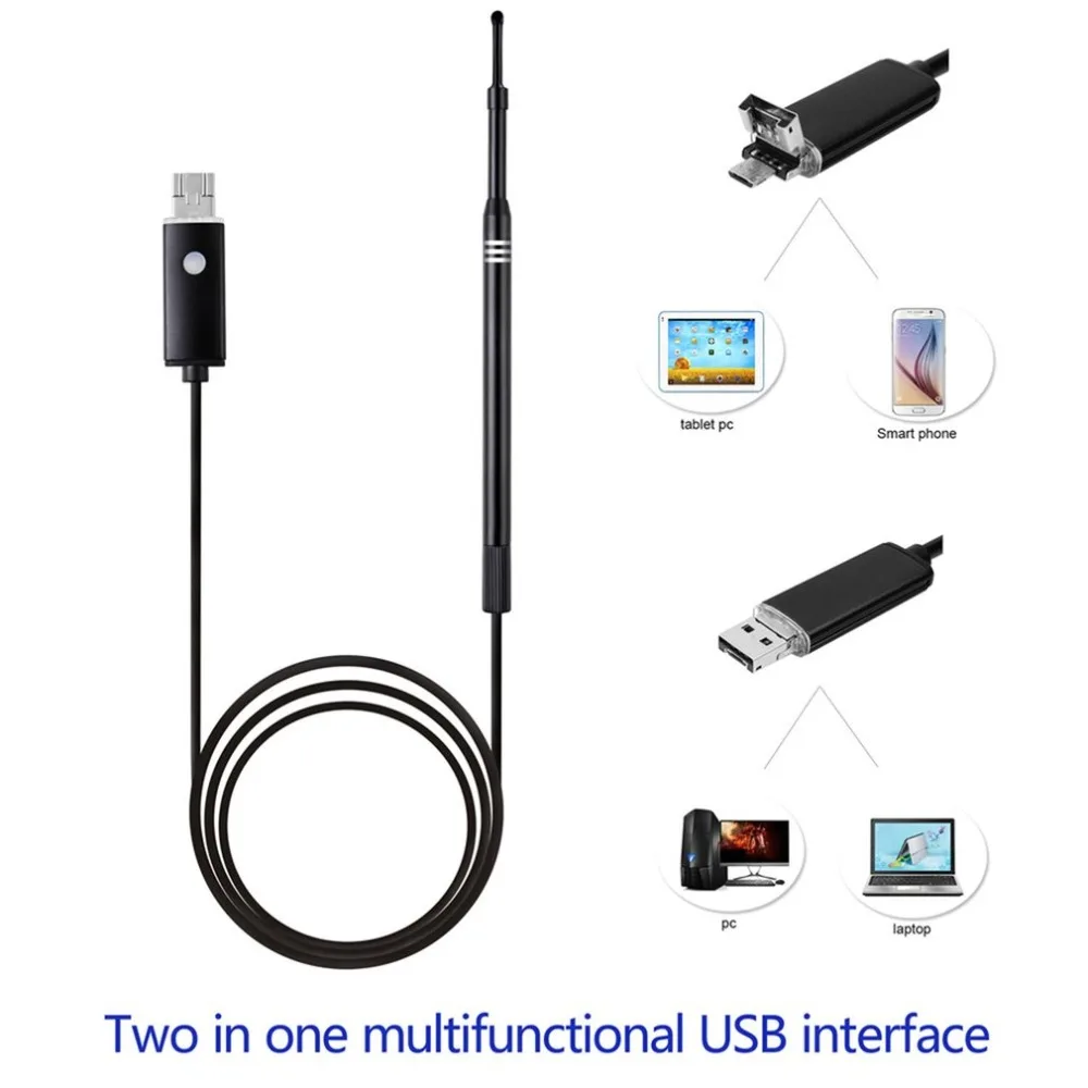 

2-in-1 Ear Nose Throat Endoscope 6LED 3 Gears Brightness Adjustment Ear Cleaning Tool Waterproof Ear Spoon Earpick Ear Care