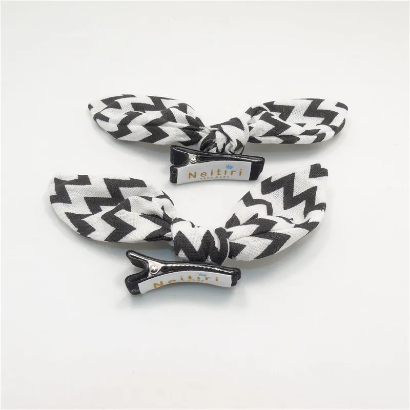 5 шт./лот черно белая заколка для волос с волнистым принтом в виде кроличьих ушей