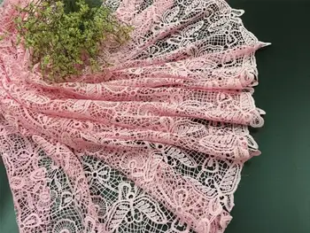 

Pink milk silk openwork flowers butterfly embroidery water soluble lace fabric Skirt clothing DIY fabric