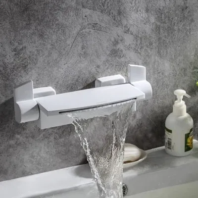 Ванная комната Душ смеситель для умывальника кран для ванны, душа черный/белый/золото/хром скрытый душ настенный смеситель Ванна Нажмите - Цвет: Белый