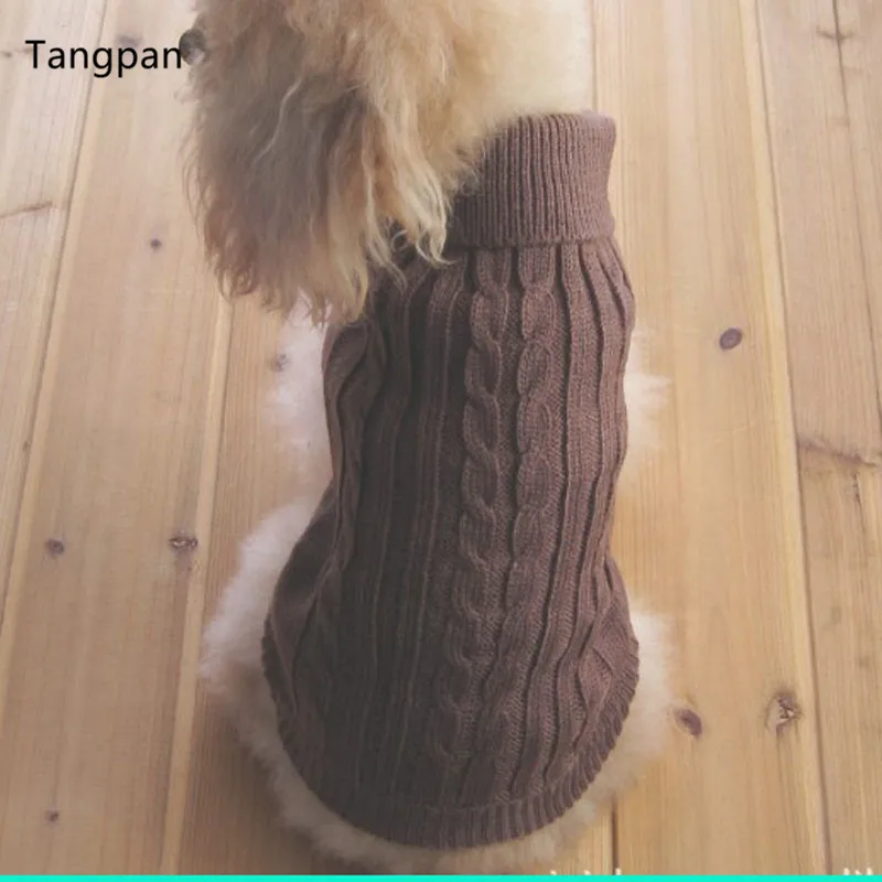 Tangpan теплая шерсть Blend Turtleneck классический соломенная-веревка собака свитер Щенок Одежда