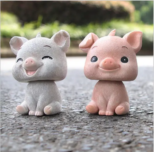 

Pretty Cute Kids Pigs Shaking Head Sitting Posture Toys Interior Decorations 4 Colors Cute Action Toy Animal Figures