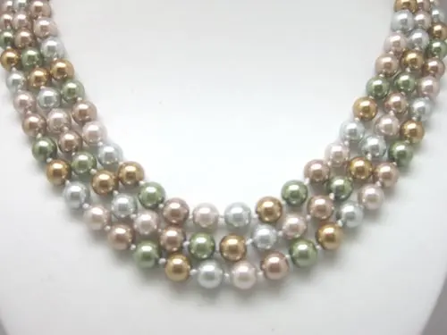 

Pretty Multicolor Glass Pearl Necklace round 8mm AA 17"F323PE
