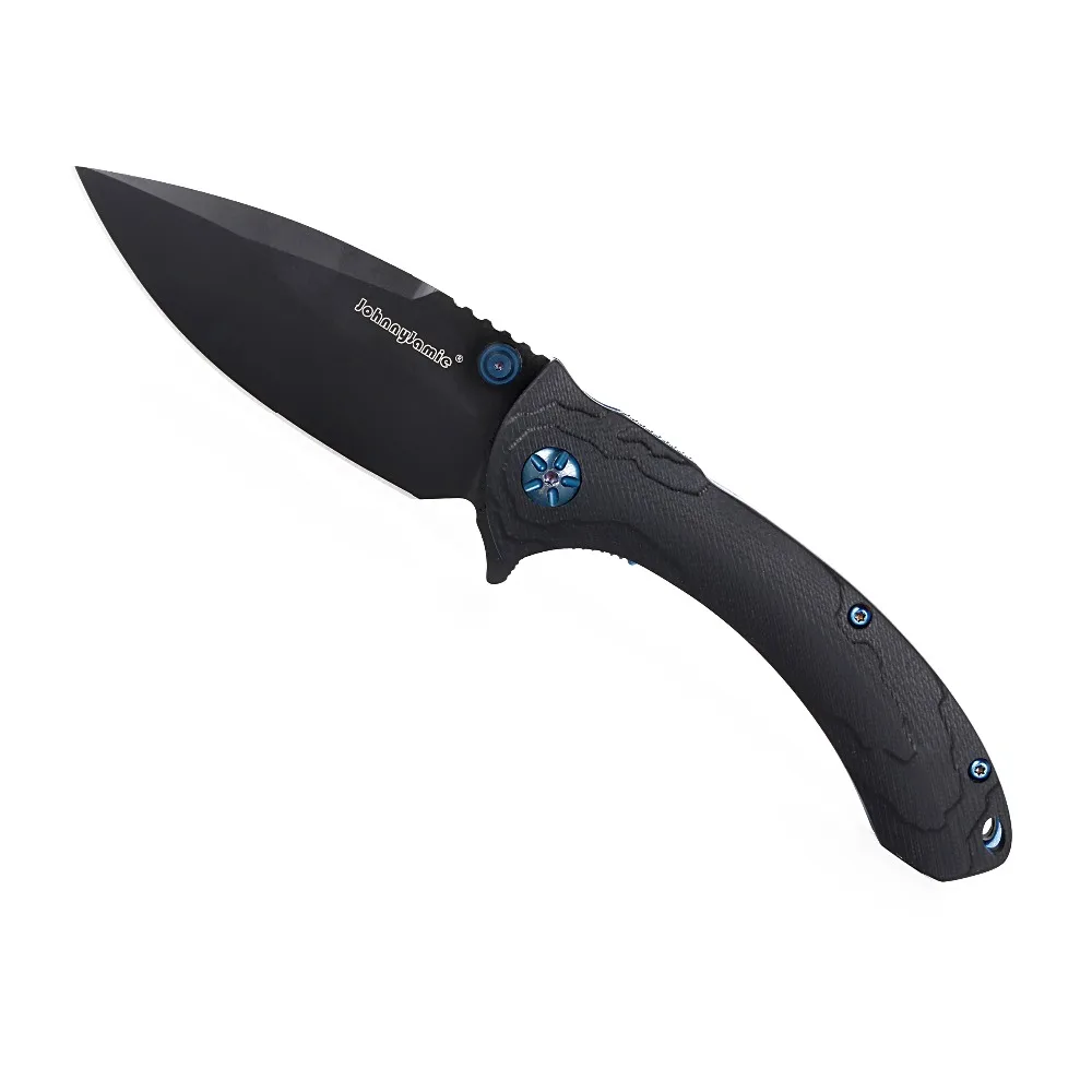 

JohnnyJamie Dogbug C814GPBKBK Army Knife Folding Black Blade D2 Steel G10 Handle Hunting Knife Survival Tactical EDC Hand Tools