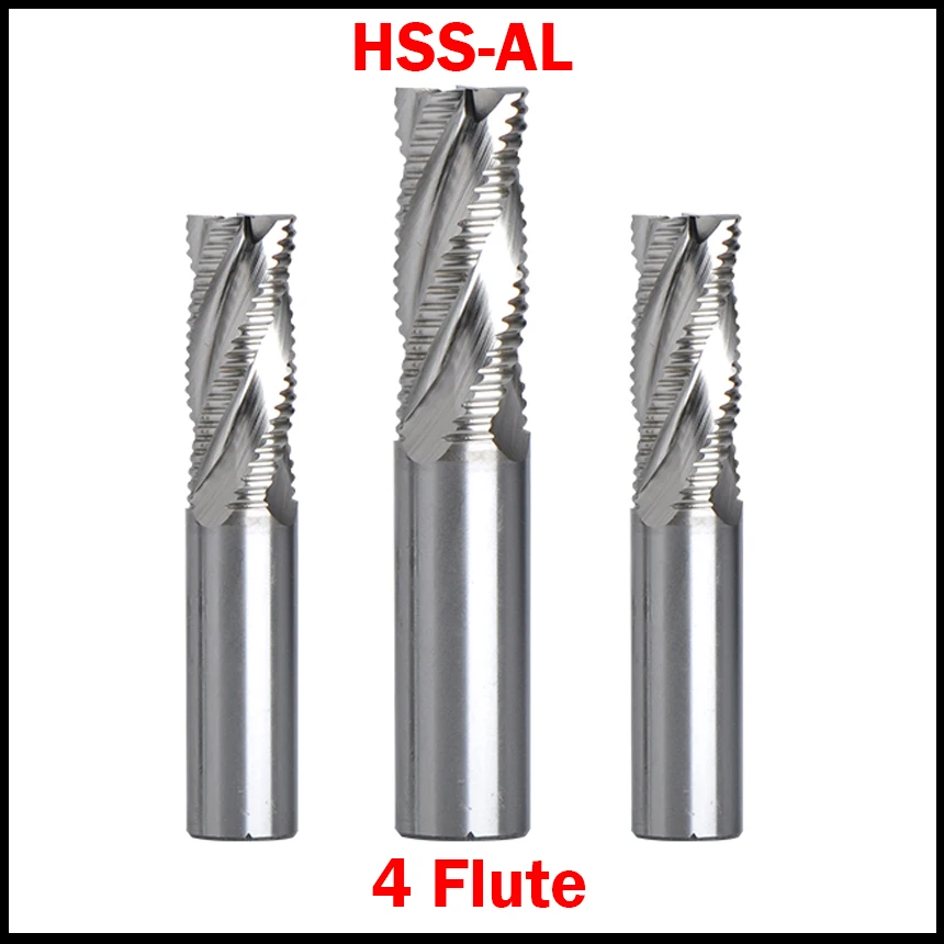 

6mm 8mm 10mm 12mm 14mm OD 4 Flute HSSAL Straight Shank Fully Gound CNC Cutting Tool Center Roughing End Mill Miling Cutter