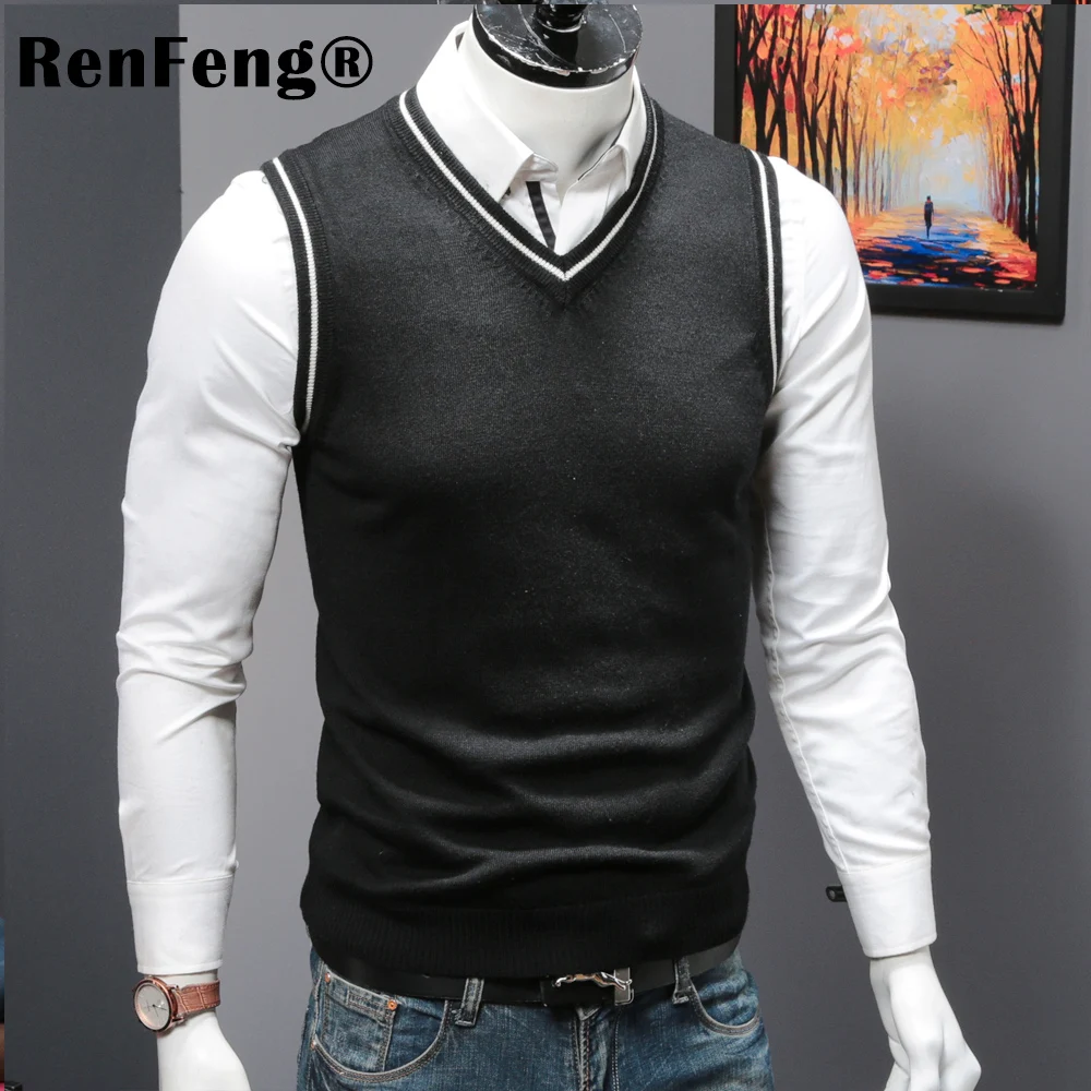 2018 New Arrival Solid Patchwork Sweater Vest Men Cashmere Sweaters Wool Pullover Men Brand V-Neck Sleeveless Jersey Hombre (3)