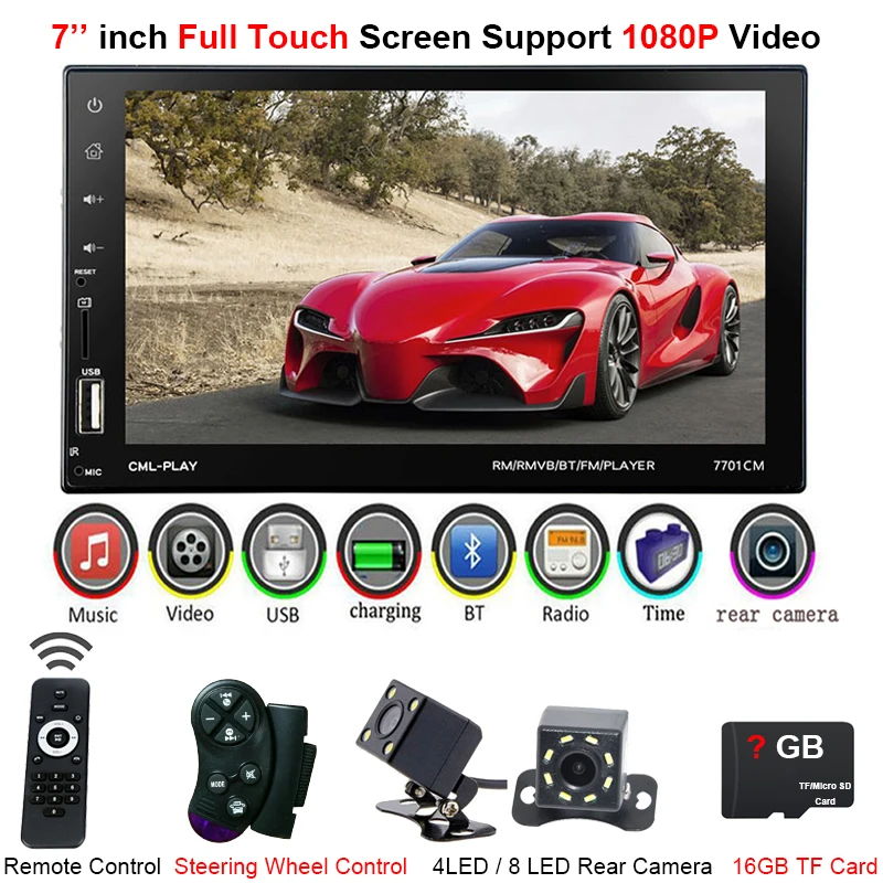 

Touch Screen Button Central Multimedia Multimidia 7'' 2Din Bluetooth Auto Radio Music Video MP5 Player Car Mirror Link Autoradio