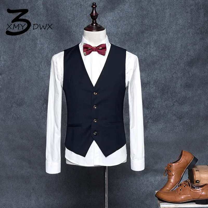 XMY3DWX stylish men fall slim high end business suit vest/Pure color ...