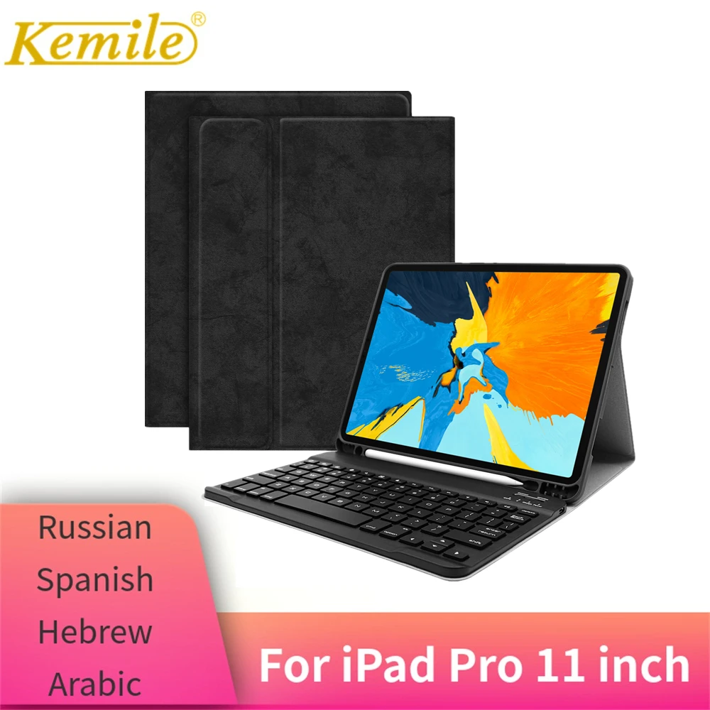 Чехол для iPad Pro 11 с Bluetooth клавиатурой держателем карандаша из искусственной кожи