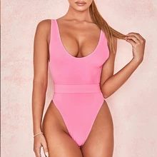 Розовый купальник сплошной сексуальный бикини с поясом купальник с глубоким вырезом купальник женский купальный костюм летняя пляжная одежда Монокини