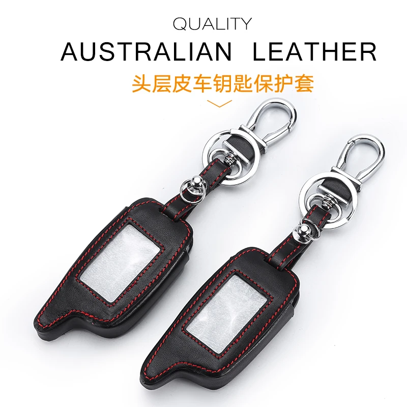 

Starline A6 A9 LCD Remote Controller Keychain Leather Cover For Two Way Car Alarm StarLine A6 A9 A8 Key Case Holder