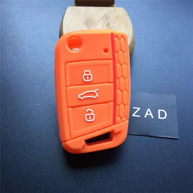 Силиконовый чехол для ключей автомобиля ZAD, чехол для Фольксваген Гольф 7 mk7 Skoda Octavia A7, чехол для ключей Polo, защита для автомобильных аксессуаров - Название цвета: Оранжевый