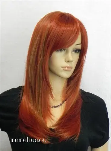 hotSell free shipping~~~~~Long red copper MIX Cosplay Party Straight Wig |