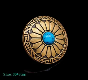 

30MM Lot 10pc Antique Brass Sun Flower Engraved Turquoise Metal Conchos Button For Belt Leathercraft Saddles Tack Decor