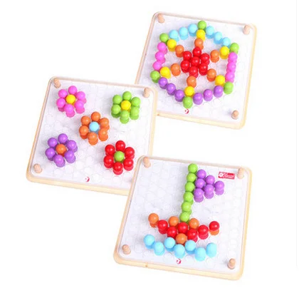 

Classic candy color spherule wooden bead Building Infant Mosaic Puzzle Exquisite Demolition Toys for Children Creative Toy Gifts