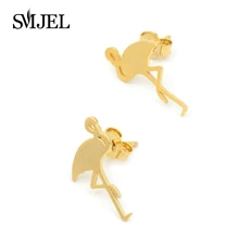 SMJEL 10pcs-S091 птица пендиенты Новое поступление милое животное Фламинго серьги из латуни для женщин подарок