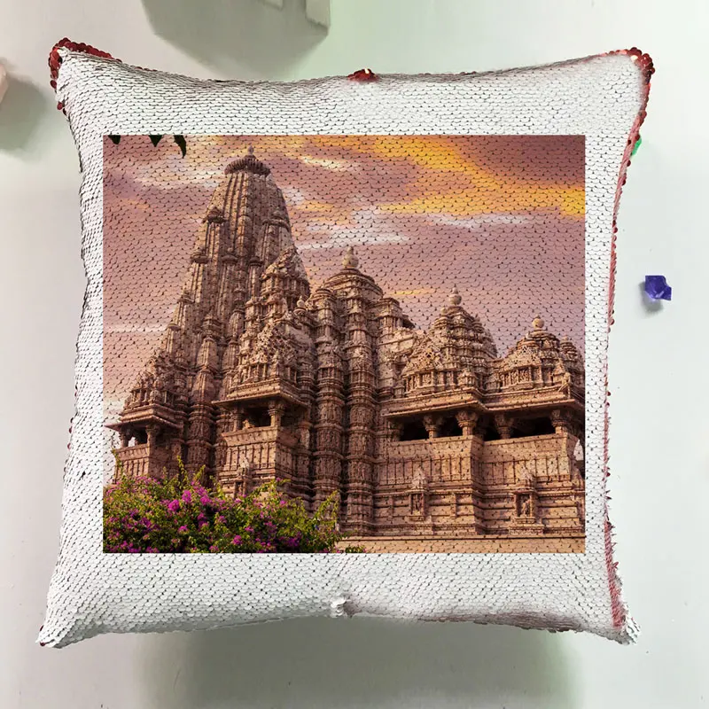 Modern Cushion Silver Square Pillow Custom Reversible Sequin Glitter Europe Architectural Style Pillowcase Cushion Cover J037 (3)