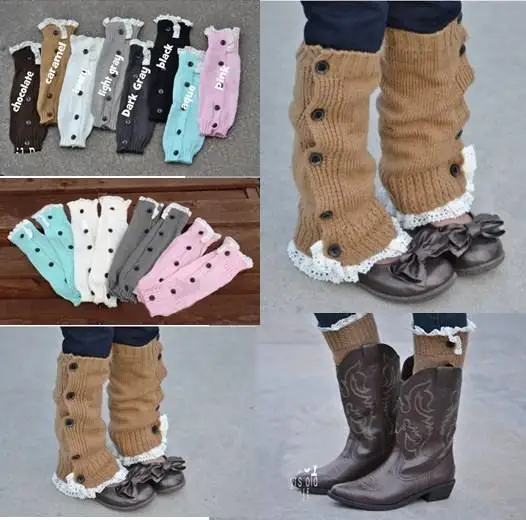 Leg Warmer legwarmers Button Crochet Knit Boot Covers Leggings Toppers