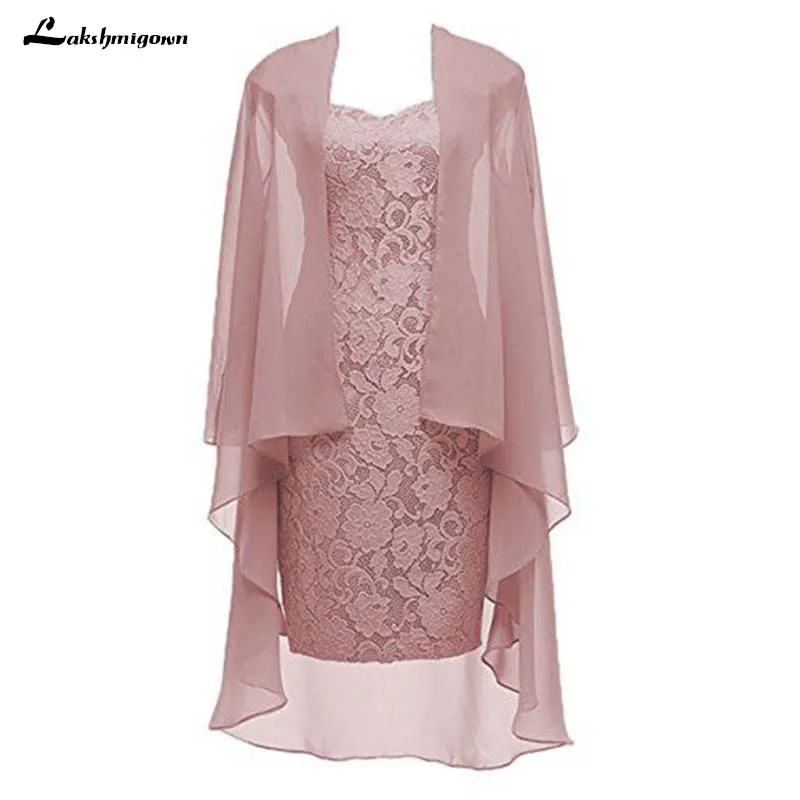 

Plus Size Gray 2018 Mother Of The Bride Dresses Sheath Knee Length With Jacket Lace Wedding Party Dress Mother Dress For Wedding