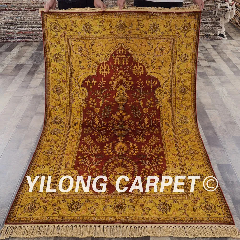 Yilong 4'x6' ручной работы Тебризе красный ковер Vantage Античная ковры ручной работы(YHW55GAB4x6