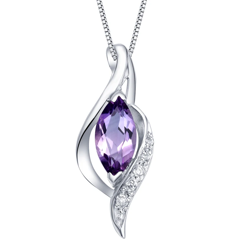 Женское ожерелье из серебра 925 пробы с натуральным аметистом|jewelry heart necklace|jewelry