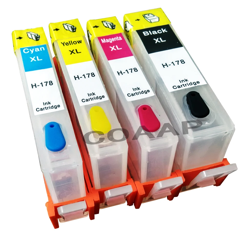 

4pcs Compatible hp178 178 xl Refillable cartridge for Photosmart 5510 5515 6510 7510 B109a B110a plus B209a B210a Deskjet 3070A